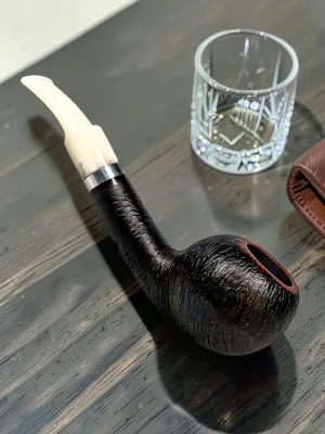 CleanTastePipe Italian Briar Pipe Short #7 Brushed Black Finish 5.5 Inch