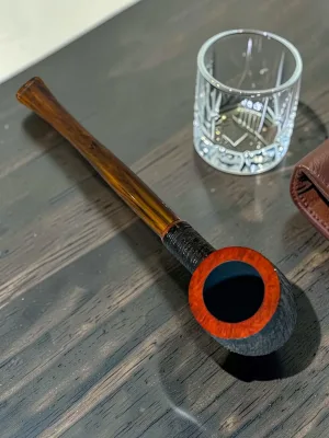 CleanTastePipe Italian Briar Pipe #15 Wire-Rusticated Bowl with Acrylic Stem 7.25-inch Length