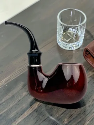 CleanTastePipe Tobacco Pipe Dark Walnut Nose-Warmer 9mm Carbon Filter Compact Design