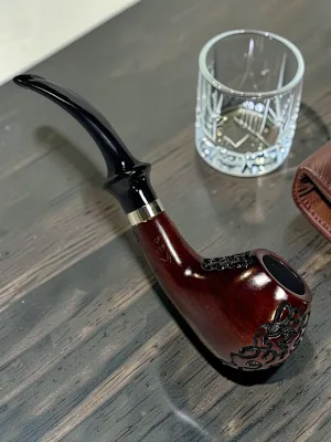 CleanTastePipe Rosewood Tobacco Pipe, Handcrafted Wooden Bowl with Acrylic Mouthpiece, 6-Inch Length