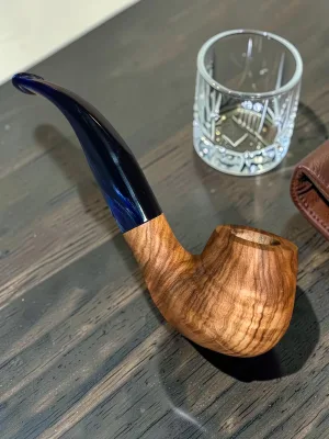 CleanTastePipe Olive Wood Tobacco Pipe Full-Bent Style 5.5-inch Length