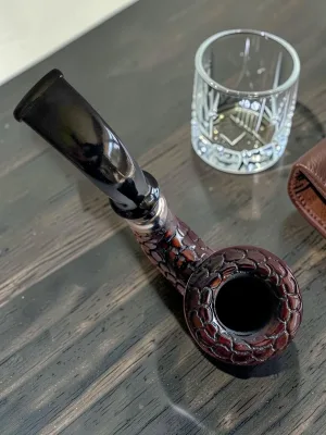 CleanTastePipe Calabash Tobacco Pipe with Dragonscale Texture 9mm Filter Compatible