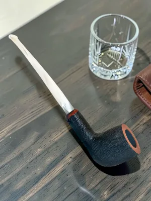 CleanTastePipe Italian Briar Smoking Pipe, Wire-Rusticated Finish with Amber Rim, 7.5-Inch Length