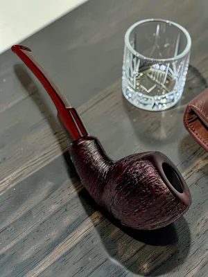 CleanTastePipe Aldo Velani Short #8 Italian Briar Pipe Maroon Rusticated Bowl 5.5 Inch